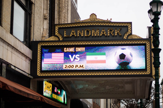 The Landmark Theater partners with the American Outlaws Syracuse division to provide an overflow viewing location for the U.S. vs. Iran game on Tuesday, November 29th. The space offered fans a more relaxed environment to watch and indulge in food, drink and conversation.